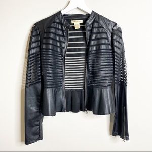 3/$30 - bundle and save! Leather Panel Mesh Jacket